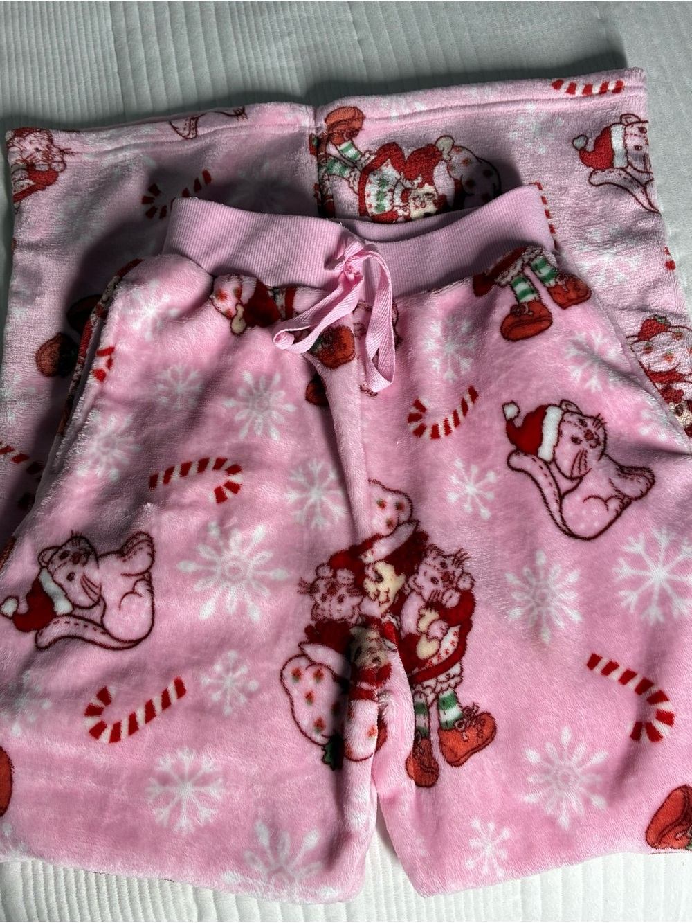 Girls Plush Pink Holiday Pajama Shorts - Unbranded